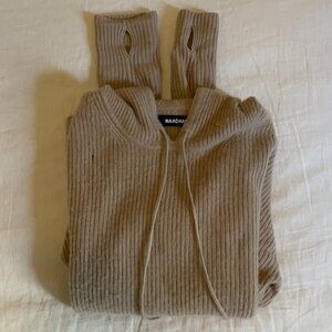 Naadam Cashmere Ribbed Hoodie in Camel - Small